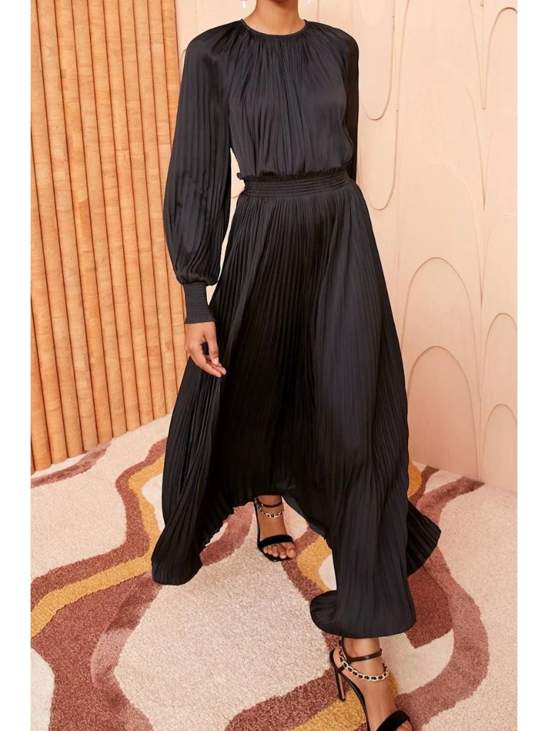 Ulla Johnson Krista Black Pliss Satin Maxi Skirt Size 2 New With Tag